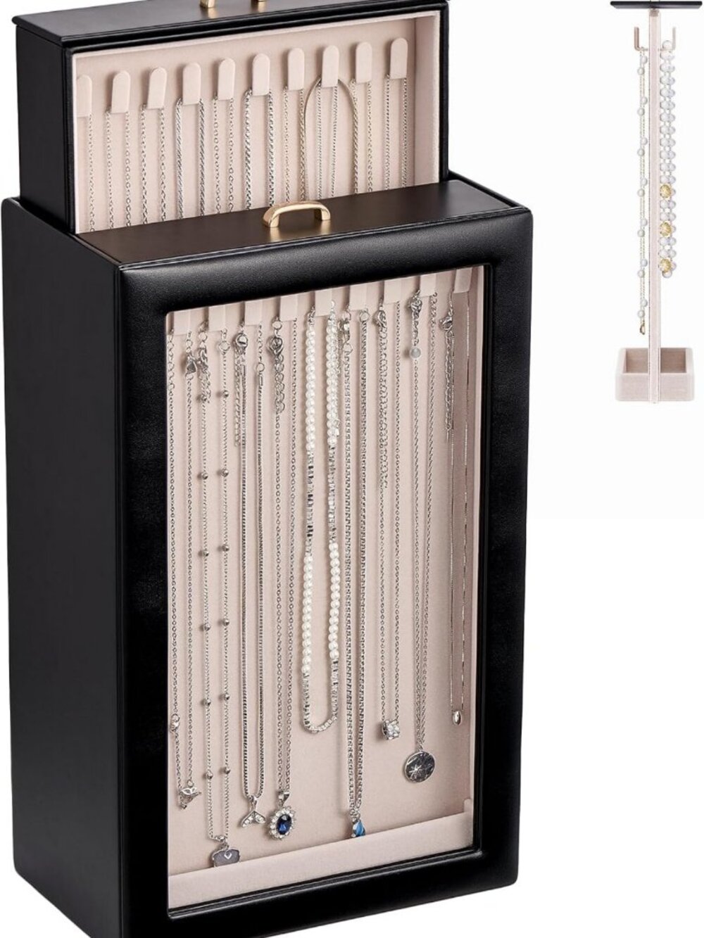 Double-Sided Jewelry Organizer Box - Tangle-Free Necklace & Bracelet Storage